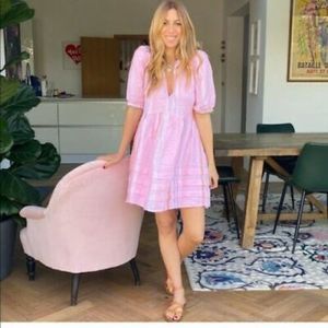 Lemlem x H&M Linen Dress, Pink/Orange/White Stripe, Size L